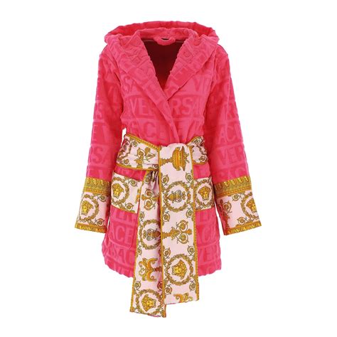 pink versace bath robe|Versace robe with hood.